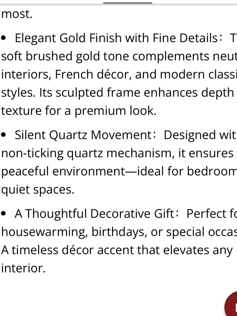 Elegant Gold Oval Wall Clock French Vintage-Inspired Silent Quartz Movement